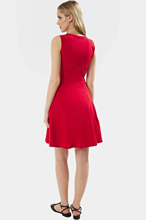 Yazlık Mini Örme Elbise Bisiklet Yaka Kadın Günlük Modern Stil Şık Görünüm
