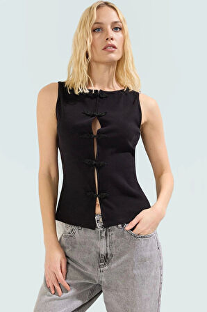 Bisiklet Yaka Fitilli Kaşkorse Bluz Pamuklu Yazlık Günlük Profesyonel Görünüm Modern Stil