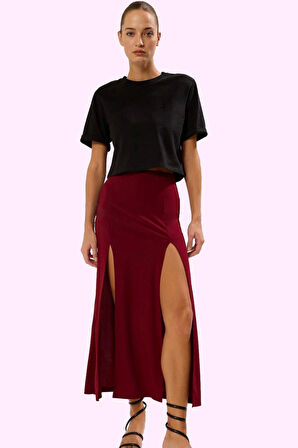 Kadın Maxi Örme Etek Yüksek Bel A line Kalıp Yazlık Günlük Hafta Sonu Yaz Aylarının Vazgeçilmezi