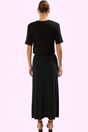 Kadın Maxi Örme Etek Yüksek Bel A line Kalıp Yazlık Günlük Hafta Sonu Yaz Aylarının Vazgeçilmezi