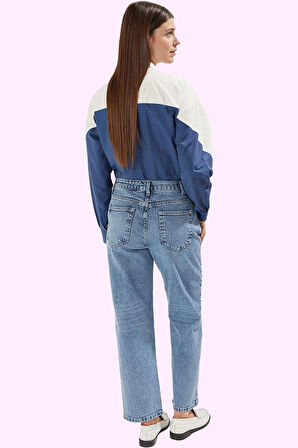 Kadın Denim Straight Jean Uzun Boy Normal Bel Rahat Günlük Hafta Sonu Yaz Aylarının Vazgeçilmezi