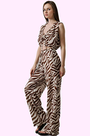 Kadın Geniş Paça Uzun Boy Pantolon Pamuklu Keten Görünümlü Yazlık Yaz Aylarının Vazgeçilmezi