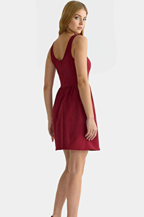 Kadın A Line Mini Elbise 87% Polyester 13% Elastan Yazlık Modern Stil Özel Tasarım Şık Görünüm