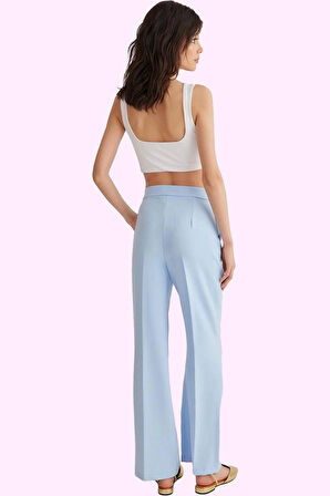 Kadın Wide Leg Pantolon Dokuma Kumaş Normal Bel Regular Boy Günlük Şıklık Kaliteli Malzeme