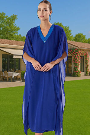 Şifon Abiye Elbise Payet Detaylı A Line Midi Boy Mükemmel Uyum Dayanıklı Malzeme Konforlu Kesim