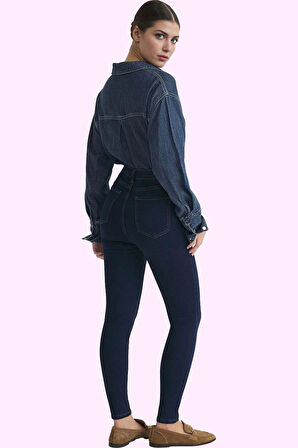 Kadın Skinny Jegging Yüksek Bel Dar Paça Regular Boy Denim Günlük Yaz Aylarının Vazgeçilmezi