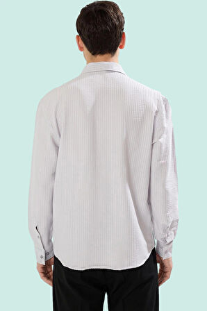 Erkek Regular Fit Uzun Kollu Dokulu Gömlek Günlük Kullanım Hafta Sonu Yaz Aylarının Vazgeçilmezi