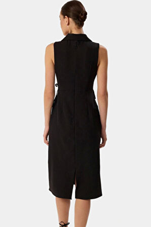 Şık A Kesim Midi Elbise Yazlık Polyester Elastan Dokuma Modern Stil Özenle Seçilmiş