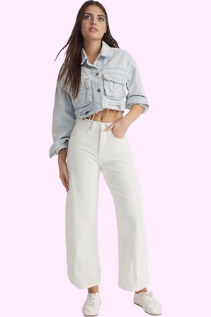 Kadın Yüksek Bel Geniş Paça Denim Pantolon Pamuk Günlük Stil Hafta Sonu Yaz Aylarının Vazgeçilmezi