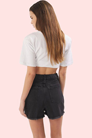 Kadın Yüksek Bel Boyfriend Mini Denim Şort Pamuk Günlük Kombinler Yaz Aylarının Vazgeçilmezi