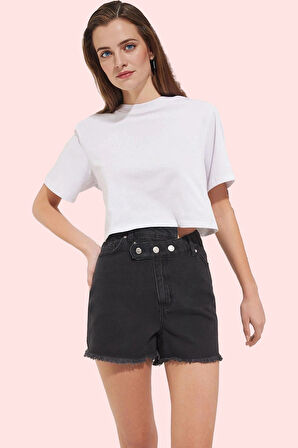 Kadın Yüksek Bel Boyfriend Mini Denim Şort Pamuk Günlük Kombinler Yaz Aylarının Vazgeçilmezi