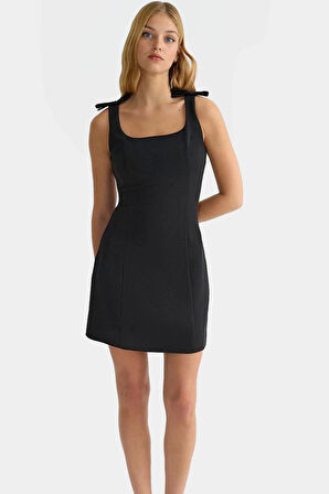 Yazlık A Kesim Fiyonklu Mini Dokuma Elbise Zarifane Tasarım Mükemmel Uyum