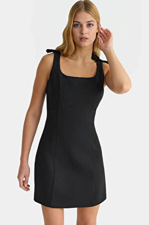 Yazlık A Kesim Fiyonklu Mini Dokuma Elbise Zarifane Tasarım Mükemmel Uyum