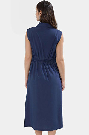 Midi Dokuma Gömlek Elbise 85% Modal 15% Polyester Günlük Stil Yüksek Kalite Mükemmel Uyum