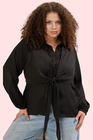 Kadın Büyük Beden Uzun Kollu Gömlek Yaka Desenli Günlük Kombinler Yaz Aylarının Vazgeçilmezi