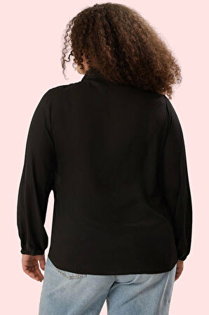 Kadın Büyük Beden Uzun Kollu Gömlek Yaka Desenli Günlük Kombinler Yaz Aylarının Vazgeçilmezi