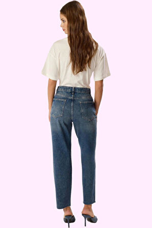 Kadın Yüksek Bel Straight Jean Pantolon Pamuk Denim Günlük Stil Yaz Aylarının Vazgeçilmezi