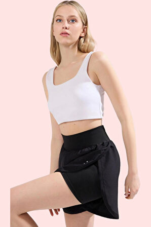 Kadın Spor Şort Reflektör Detaylı Kısa Boy Normal Bel Likra Günlük Kullanım Modern Tasarım