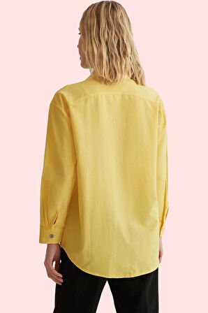 Kadın Regular Kalıp Uzun Kollu Gömlek Yaka Basic 65 Pamuk Günlük Kullanım Kaliteli Malzeme