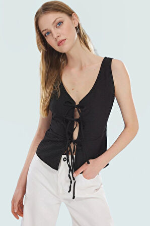 Şık V Yaka Fitted Dokuma Bluz Rahat Yazlık Günlük Stil Uzun Ömürlü Kullanım İçin