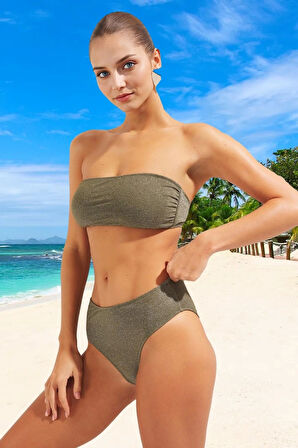 Straplez Simli Bikini Takımı Ergonomik Kesim Su Sporları İçin Plaj Ve Havuz
