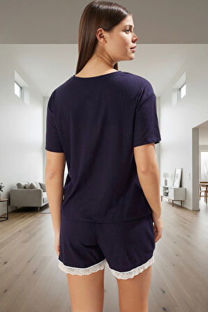Kadın Pijama Takımı Şortlu Örme Kaşkorse Rahat Yazlık Günlük Kullanım İçin Premium Kalite