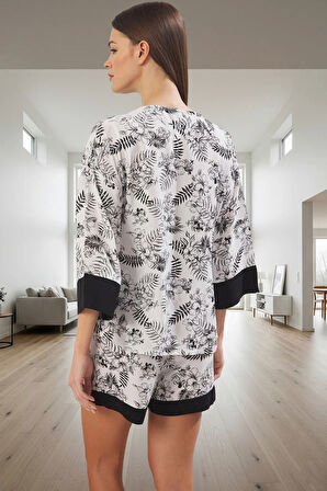 Kadın Şık Çiçekli Viskon Pijama Takımı Rahat Ev Giyim Seti Yazlık Yüksek Kalite Kaliteli İşçilik