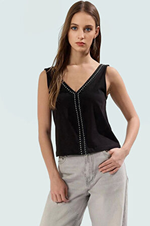 Kadın V Yaka Fitted Likralı Penye Bluz Günlük Kullanım Uzun Ömürlü Dayanıklı Malzeme