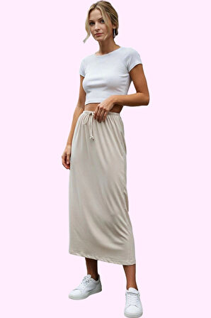Kadın Maxi Etek A line Kalıp Renk Bağlama Detaylı Yazlık Günlük Yaz Aylarının Vazgeçilmezi