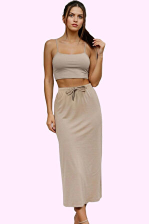 Kadın Maxi Etek A line Kalıp Renk Bağlama Detaylı Yazlık Günlük Yaz Aylarının Vazgeçilmezi