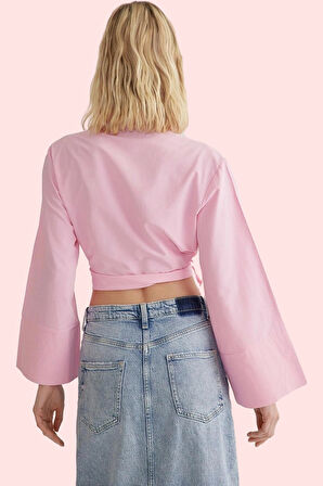 Kadın Bağlama Detaylı Regular Gömlek Düz Desen Uzun Kol Günlük Kullanım Yaz Aylarının Vazgeçilmezi