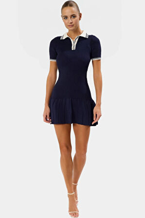 Mini Polo Yaka Triko Elbise Yazlık Rahat Günlük Stil Ve Şık Modern