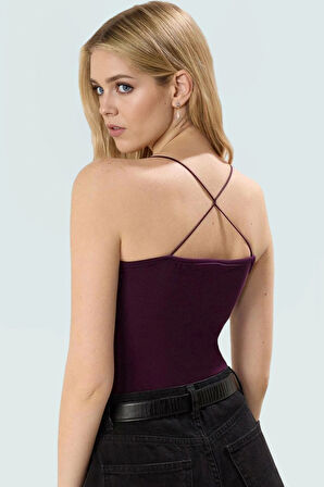 Fitted Vücuda Oturan Kolsuz Bluz Esnek Örme Havuz Yaka Günlük Modern Stil Rahat Kullanım