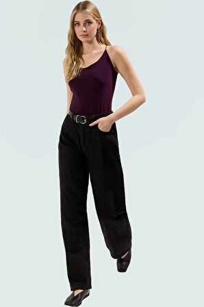 Fitted Vücuda Oturan Kolsuz Bluz Esnek Örme Havuz Yaka Günlük Modern Stil Rahat Kullanım