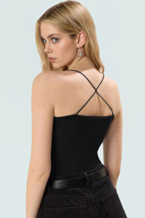 Fitted Vücuda Oturan Kolsuz Bluz Esnek Örme Havuz Yaka Günlük Modern Stil Rahat Kullanım