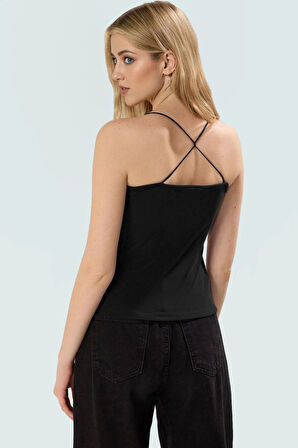 Fitted Vücuda Oturan Kolsuz Bluz Esnek Örme Havuz Yaka Günlük Modern Stil Rahat Kullanım