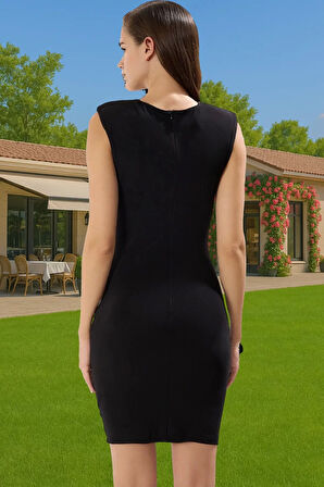 Şık Mini Bodycon Abiye Elbise Taş Detaylı Polyester Yazlık Profesyonel Görünüm Premium Kalite