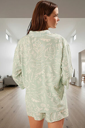 Kadın Çiçekli Viskon Pijama Takımı Rahat Şortlu Bol Kalıp Yazlık Kullanım Uzun Ömürlü