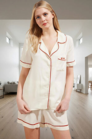 Kadın Viskoz Şortlu Pijama Takımı Renk Regular Kalıp Yazlık Kaliteli İşçilik Konforlu Kesim