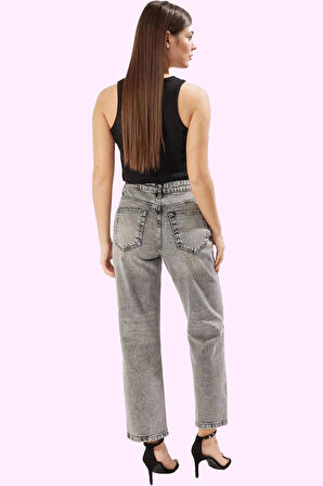 Kadın Denim Straight Jean Uzun Boy Normal Bel Rahat Günlük Hafta Sonu Yaz Aylarının Vazgeçilmezi