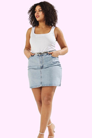 Kadın Yüksek Bel A Line Denim Etek Pamuklu Günlük Kombinler İçin Yaz Aylarının Vazgeçilmezi