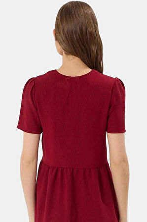 A line Kısa Kollu Mini Elbise  Polyester Yazlık Günlük Konforlu Kesim Modern Stil