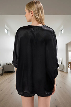 Kadın Saten Pijama Takımı Şortlu Düğmeli Rahat Özel Tasarım Dayanıklı Malzeme Mükemmel Uyum