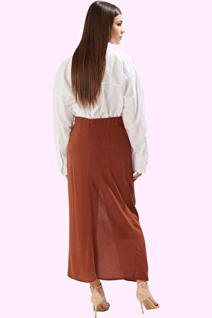 Kadın Maxi Boy A line Dokuma Etek Şık Büzgü Detaylı Yazlık Günlük Tarz Yaz Aylarının Vazgeçilmezi