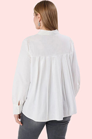 Kadın Büyük Beden Gömlek Düz Desen Günlük Kullanım İçin Rahat Hafta Sonu Dayanıklı Malzeme