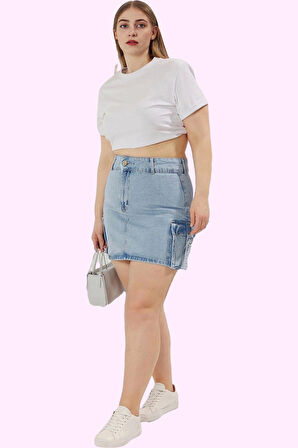 Kadın Denim Etek Yüksek Bel A line Düz Desen Pamuklu Günlük Kombinler Yaz Aylarının Vazgeçilmezi