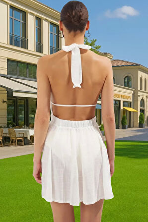 Kadın Midi Boy Dantelli Keten Görünümlü Yazlık Elbise Trend Tasarım Zarifane Tasarım