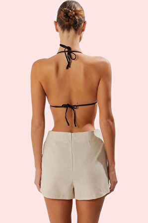 Kadın Keten Görünümlü Geniş Paça Plaj Şortu Yaz Aylarının Vazgeçilmezi Stilin Buluştuğu Yer