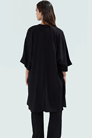 Şık Kimono Pantolon Takım Viskoz Dokuma Kumaş Rahat Günlük Stil Dayanıklı Malzeme