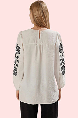 Kadın Bisiklet Yaka Uzun Kollu Dokuma Tunik Günlük Kullanım Hafta Sonu Yaz Aylarının Vazgeçilmezi